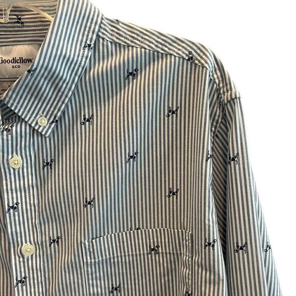 Goodfellow & Co Dog Print Button Down Northrop Striped Shirt Slim XL - Picture 2 of 10